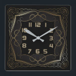 Art Deco Square Wall Clock<br><div class="desc">Great clock design. You will love it like others. be free to use this design for other product you like or to customize and add your text. Follow me for more. Thank you. Have a nice day.</div>