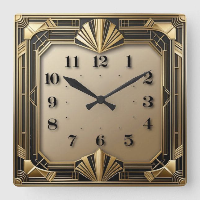 Art Deco Square Wall Clock (Front)