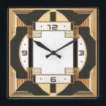 Art Deco Square Wall Clock<br><div class="desc">Great clock design. You will love it like others. Be free to use this design for other product you like or to customize and add your text. Follow me for more. Thank you. Have a nice day.</div>