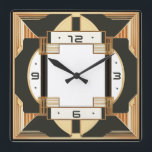 Art Deco Square Wall Clock<br><div class="desc">Great clock design. You will love it like others. Be free to use this design for other product you like or to customize and add your text. Follow me for more. Thank you. Have a nice day.</div>