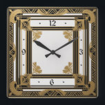 Art Deco Square Wall Clock<br><div class="desc">Great clock design. You will love it like others. Be free to use this design for other product you like or to customize and add your text. Follow me for more. Thank you. Have a nice day.</div>