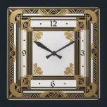 Art Deco Square Wall Clock<br><div class="desc">Great clock design. You will love it like others. Be free to use this design for other product you like or to customize and add your text. Follow me for more. Thank you. Have a nice day.</div>