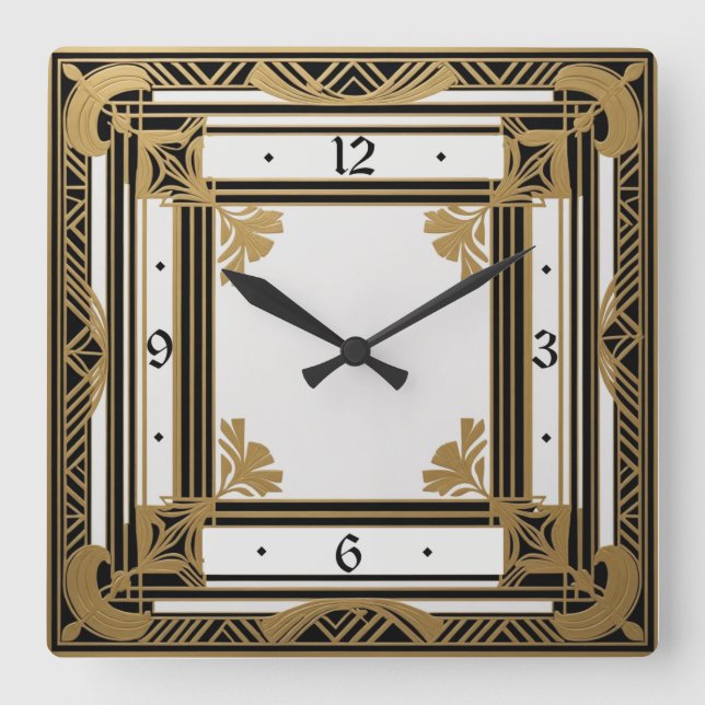 Art Deco Square Wall Clock (Front)