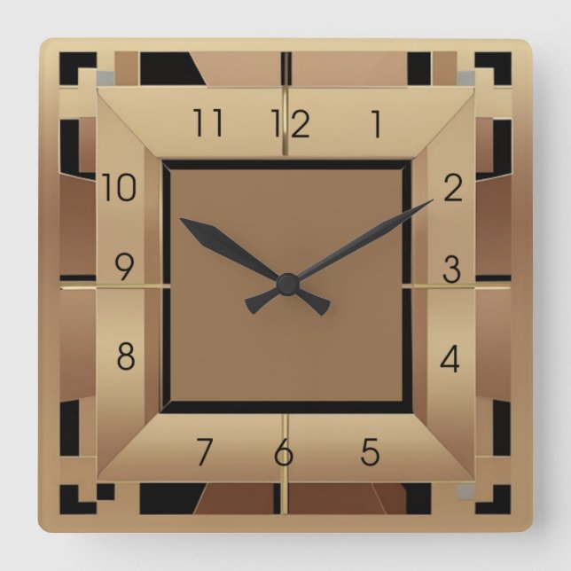 Art Deco Square Wall Clock (Front)