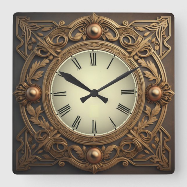 Art Deco Square Wall Clock (Front)
