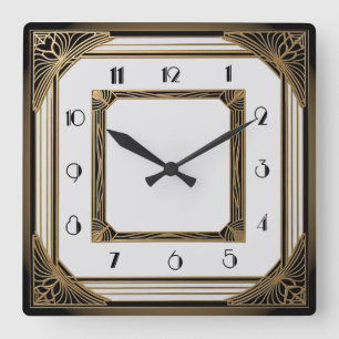 Art Deco Square Wall Clock