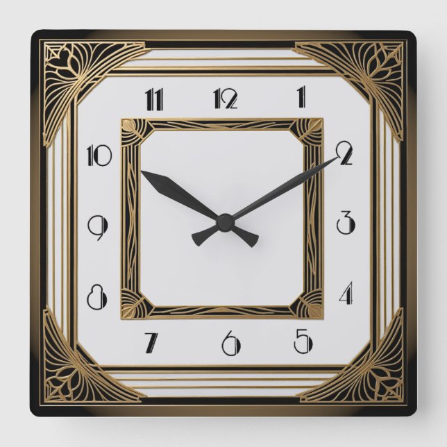 Art Deco Square Wall Clock (Front)