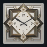 Art Deco Square Wall Clock<br><div class="desc">Great clock design. You will love it like others. Be free to use this design for other product you like or to customize and add your text. Follow me for more. Thank you. Have a nice day.</div>