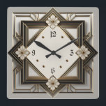Art Deco Square Wall Clock<br><div class="desc">Great clock design. You will love it like others. Be free to use this design for other product you like or to customize and add your text. Follow me for more. Thank you. Have a nice day.</div>