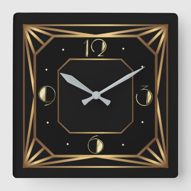 Art Deco Square Wall Clock (Front)