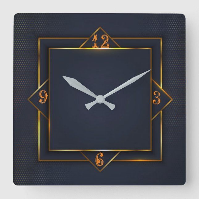 Art Deco Square Wall Clock (Front)