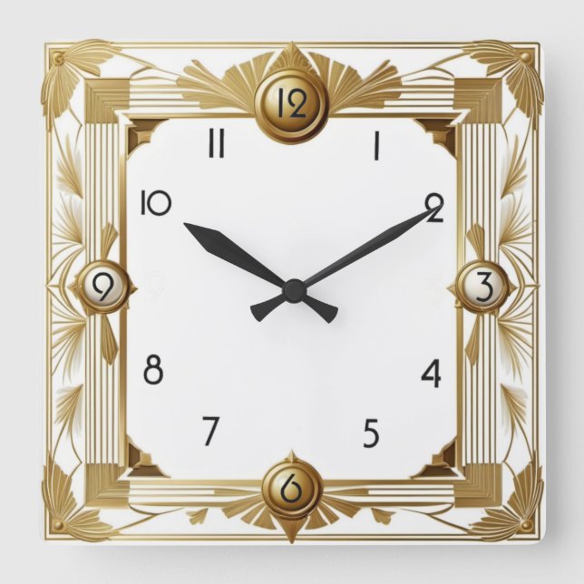Art Deco Square Wall Clock (Front)