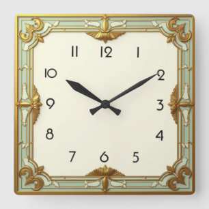 Art Deco Square Wall Clock