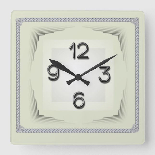 Art Deco Square Wall Clock (Front)