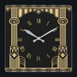 Art Deco Square Wall Clock<br><div class="desc">Great  design. You will love it like others. Be free to use this design and to add your text. Follow me for more. Thank you. Have a nice day.</div>