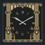 Art Deco Square Wall Clock<br><div class="desc">Great  design. You will love it like others. Be free to use this design and to add your text. Follow me for more. Thank you. Have a nice day.</div>
