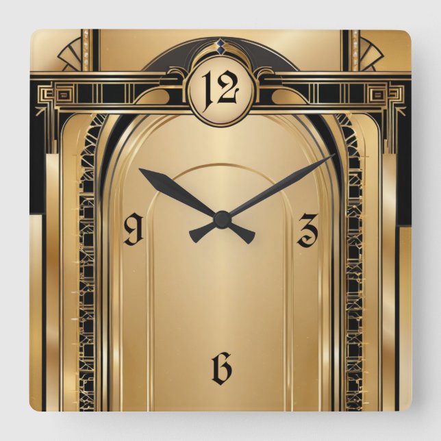 Art Deco Square Wall Clock (Front)