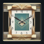 Art Deco Square Wall Clock<br><div class="desc">Great clock design. You will love it like others. Be free to use this design for other product you like or to customize and add your text. Follow me for more. Thank you. Have a nice day.</div>