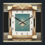 Art Deco Square Wall Clock<br><div class="desc">Great clock design. You will love it like others. Be free to use this design for other product you like or to customize and add your text. Follow me for more. Thank you. Have a nice day.</div>