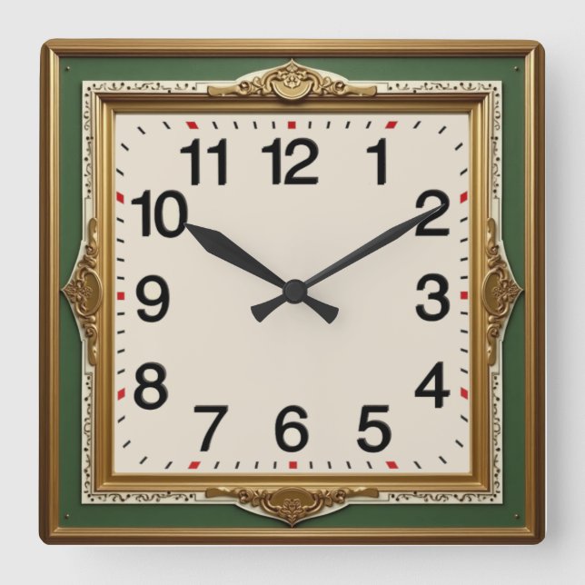 Art Deco Square Wall Clock (Front)