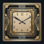 Art Deco Square Wall Clock<br><div class="desc">Great clock design. You will love it like others. Be free to use this design for other product you like or to customize and add your text. Follow me for more. Thank you. Have a nice day.</div>