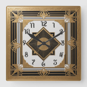 Art Deco Square Wall Clock