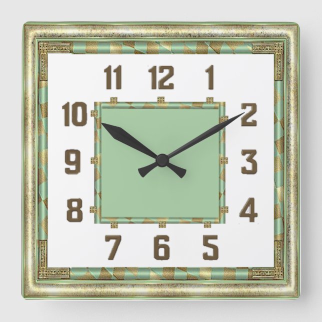 Art Deco Square Wall Clock (Front)