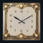 Art Deco Square Wall Clock<br><div class="desc">Great clock design. You will love it like others. Be free to use this design for other product you like or to customize and add your text. Follow me for more. Thank you. Have a nice day.</div>