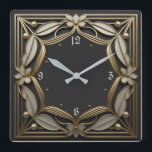 Art Deco Square Wall Clock<br><div class="desc">Great clock design. You will love it like others. Be free to use this design for other product you like or to customize and add your text. Follow me for more. Thank you. Have a nice day.</div>