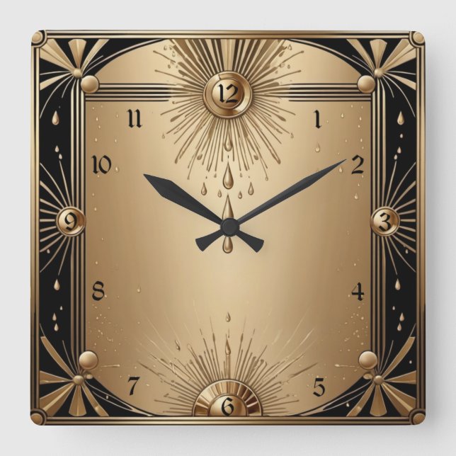 Art Deco Square Wall Clock (Front)