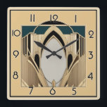 Art Deco Square Wall Clock<br><div class="desc">Great clock design. You will love it like others. Be free to use this design for other product you like or to customize and add your text. Follow me for more. Thank you. Have a nice day.</div>