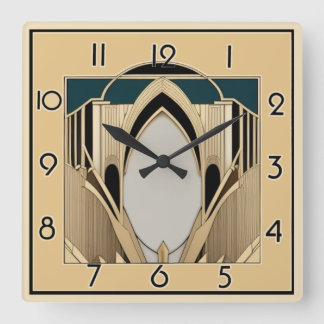 Art Deco Square Wall Clock