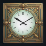 Art Deco Square Wall Clock<br><div class="desc">Great clock design. You will love it like others. Be free to use this design for other product you like or to customize and add your text. Follow me for more. Thank you. Have a nice day.</div>