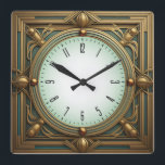 Art Deco Square Wall Clock<br><div class="desc">Great clock design. You will love it like others. Be free to use this design for other product you like or to customize and add your text. Follow me for more. Thank you. Have a nice day.</div>