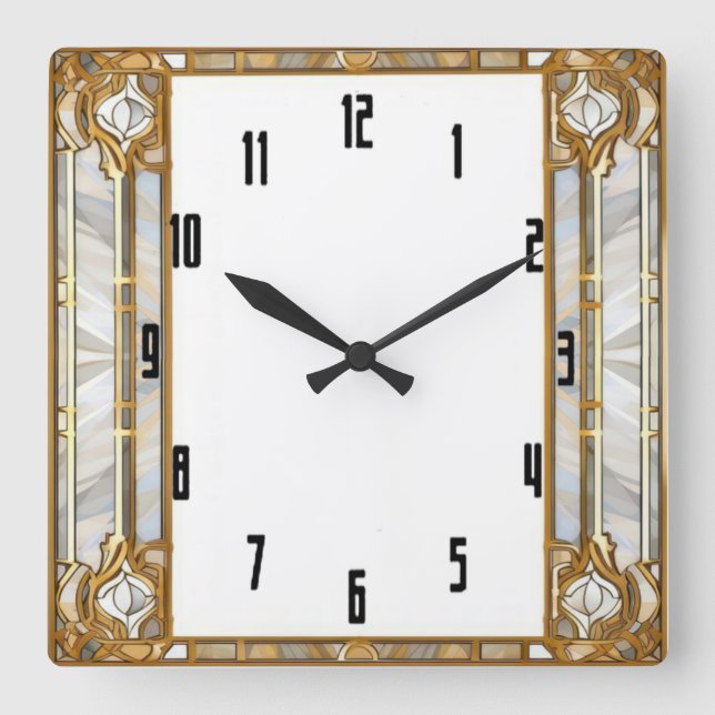 Art Deco Square Wall Clock (Front)