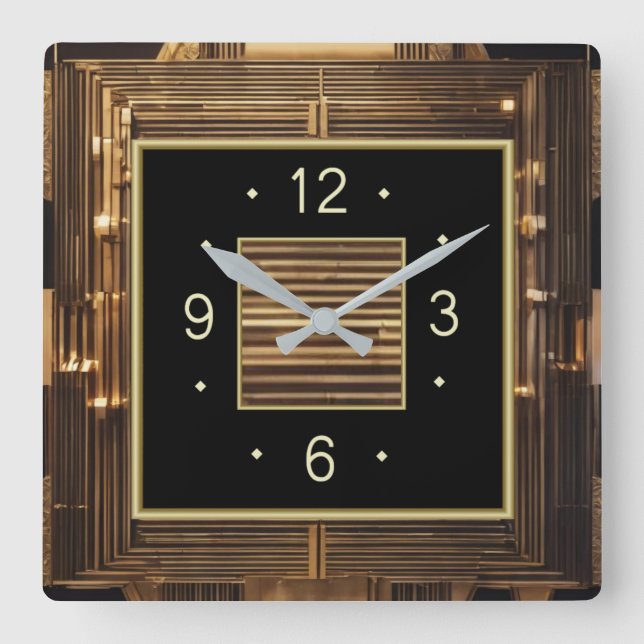 Art Deco Square Wall Clock (Front)
