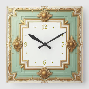Art Deco Square Wall Clock
