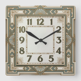 Art Deco Square Wall Clock
