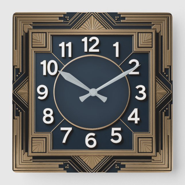 Art Deco Square Wall Clock (Front)