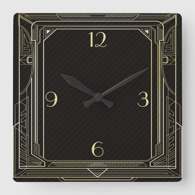 Art Deco Square Wall Clock (Front)