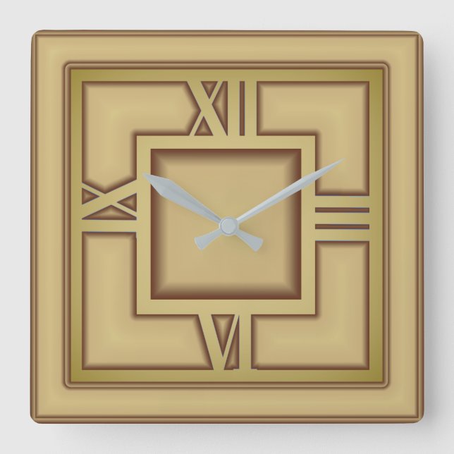 Art Deco Square Wall Clock (Front)