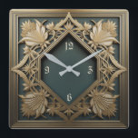 Art Deco Square Wall Clock<br><div class="desc">Great clock design. You will love it like others. Be free to use this design for other product you like or to customize and add your text. Follow me for more. Thank you. Have a nice day.</div>