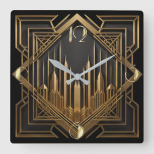 Art Deco Square Wall Clock