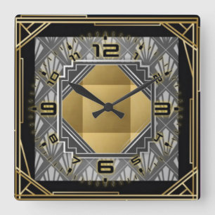 Art Deco Square Wall Clock