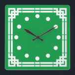 Art Deco Square Wall Clock<br><div class="desc">Art Deco style clock. Background colour can be changed.</div>