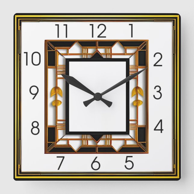 Art Deco Square Wall Clock (Front)