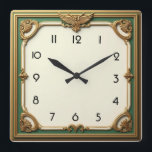 Art Deco Square Wall Clock<br><div class="desc">Great clock design. You will love it like others. Be free to use this design for other product you like or to customize and add your text. Follow me for more. Thank you. Have a nice day.</div>