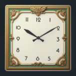 Art Deco Square Wall Clock<br><div class="desc">Great clock design. You will love it like others. Be free to use this design for other product you like or to customize and add your text. Follow me for more. Thank you. Have a nice day.</div>
