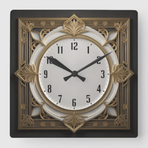 Art Deco Square Wall Clock