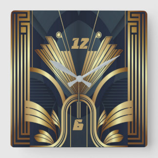 Art Deco Square Wall Clock